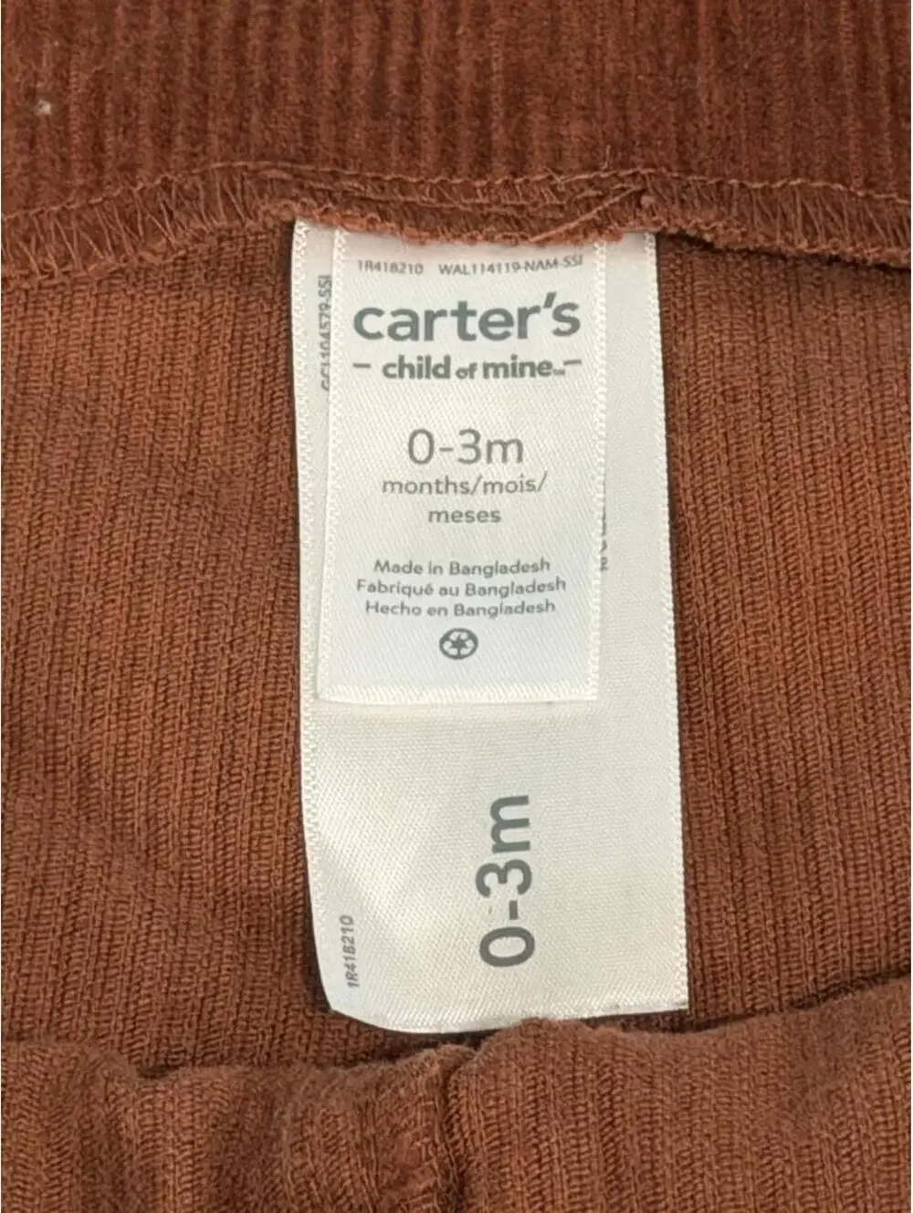 Carter's Corduroy Overalls Baby 0–3 Months Brown